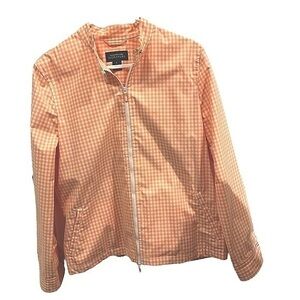 Gingham Cotton checked peach zip jacket with vented underarm